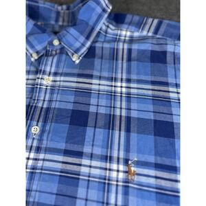 Polo Ralph Lauren Button Up Shirt Men's 2XB Plaid Flesh Multicolor Blue